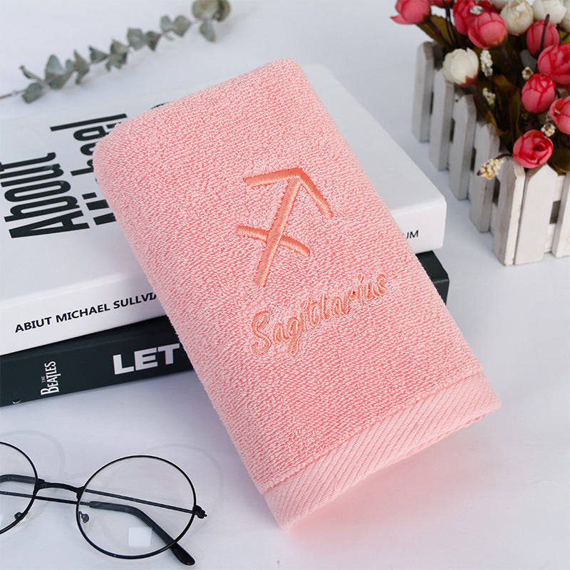 Zodiac Constellation Embroidered Cotton Towel | All 12 Star Signs | 2 Sizes