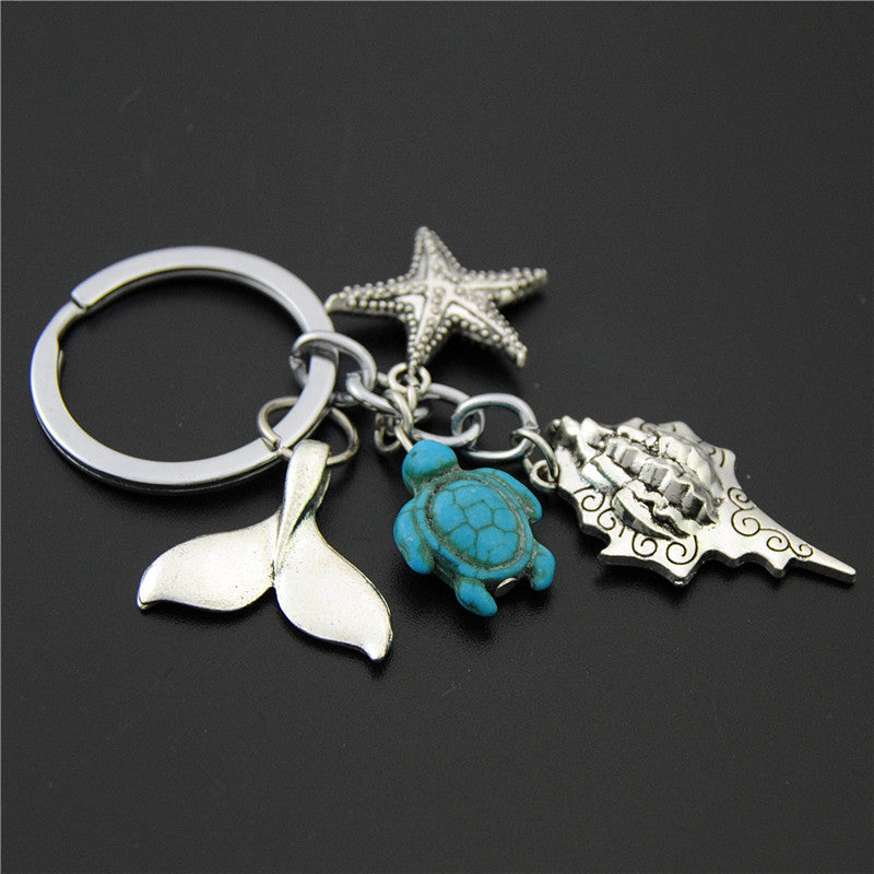 Antique Silver Skull Turquoise Keychain | Alloy Charm Pendant | JP Collections