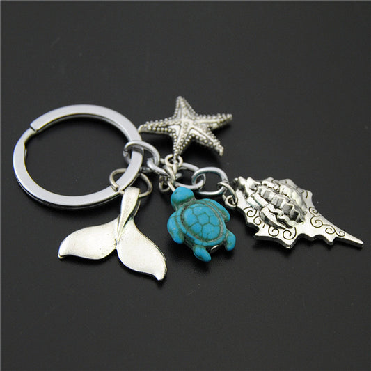 Antique Silver Skull Turquoise Keychain | Alloy Charm Pendant | JP Collections