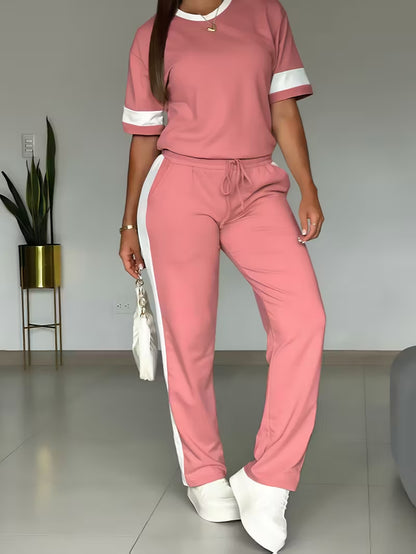Women's Colour-Block Two-Piece Casual Set