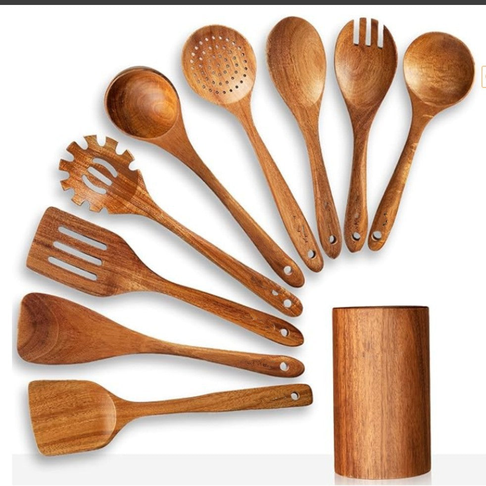 Natural Wood Kitchen Utensil Set