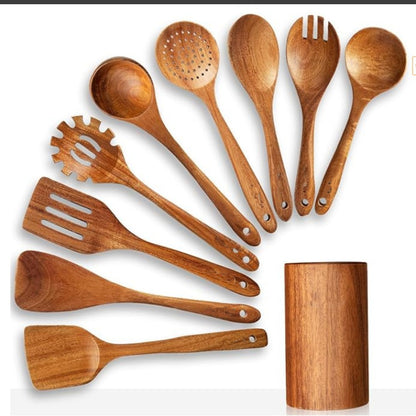Natural Wood Kitchen Utensil Set