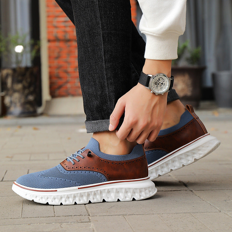 Men's Striped Patchwork Lace-Up Casual Trainers | EU 39-48