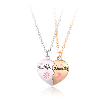 Mother Daughter Heart Necklace Set | 18K Gold Plated