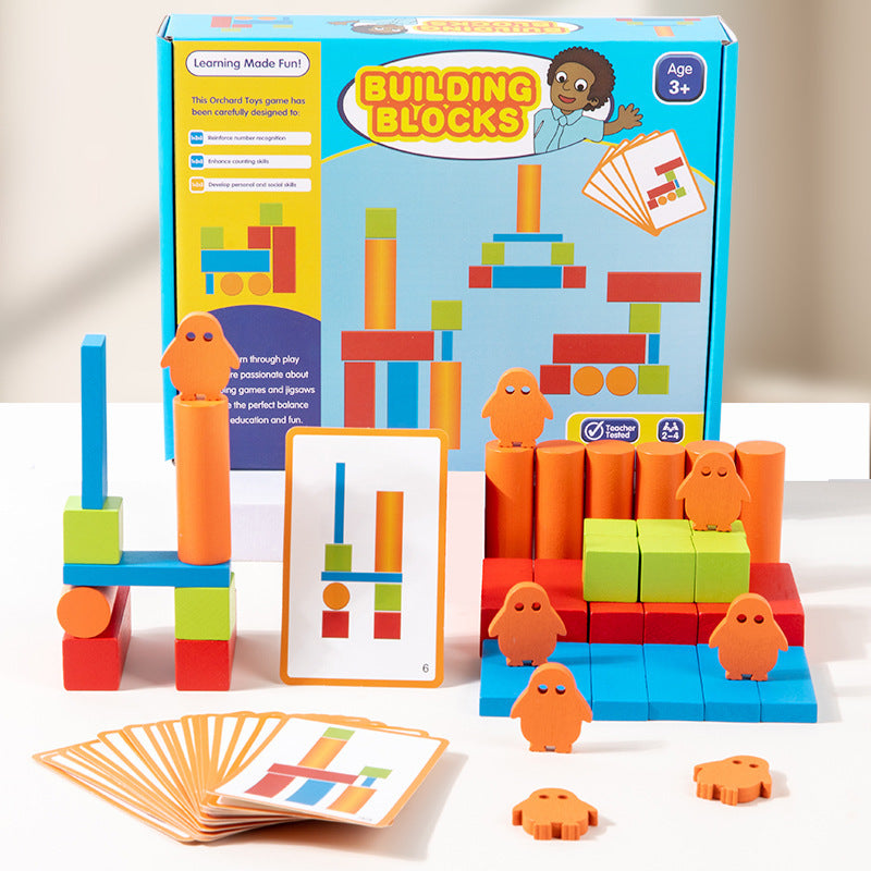 Wooden Penguin Building Blocks Set for Kids