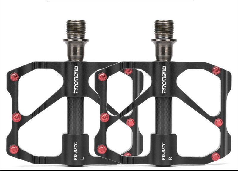 Aluminium-Magnesium Carbon Bearing Bicycle Pedals – M86C MTB & R87C Road Black, Red & Silver