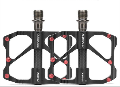 Aluminium-Magnesium Carbon Bearing Bicycle Pedals – M86C MTB & R87C Road Black, Red & Silver