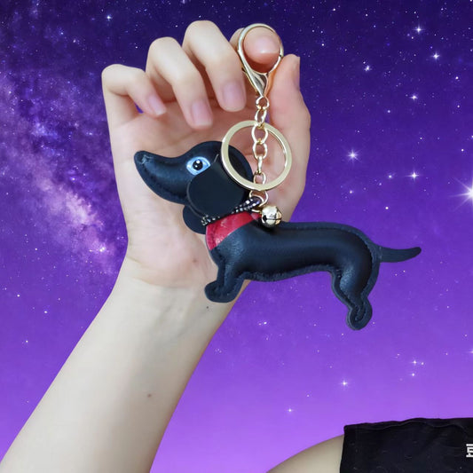 PU Leather Dachshund Bag Keychain | Mini Pouch Charm | 5 Colours