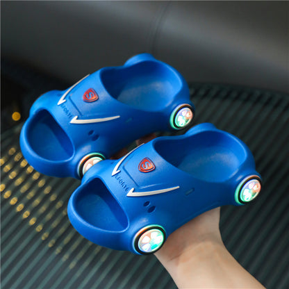 Kids' Light-Up Cartoon Car Slippers – Luminous & Anti-Slip