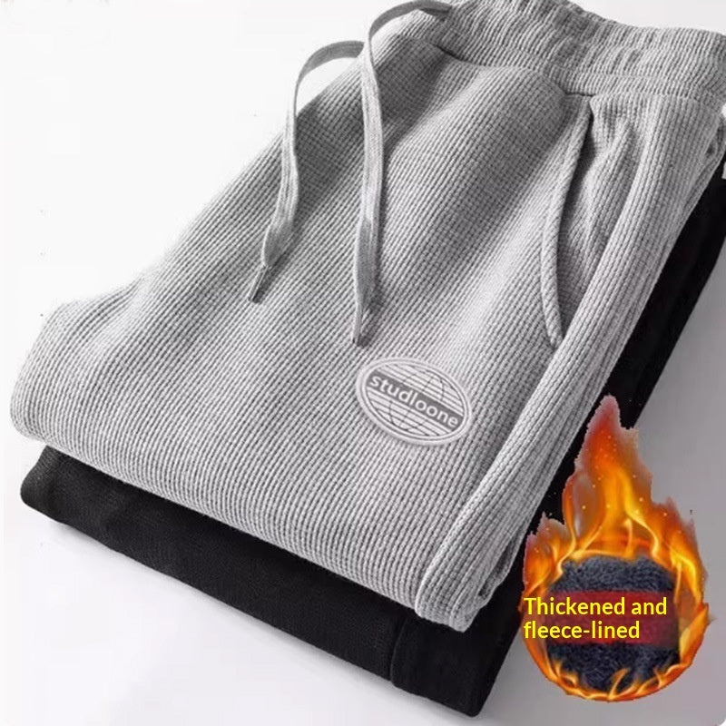 Men's Wool-Lined Jogger Pants – Warm Slim-Leg Drawstring Trousers