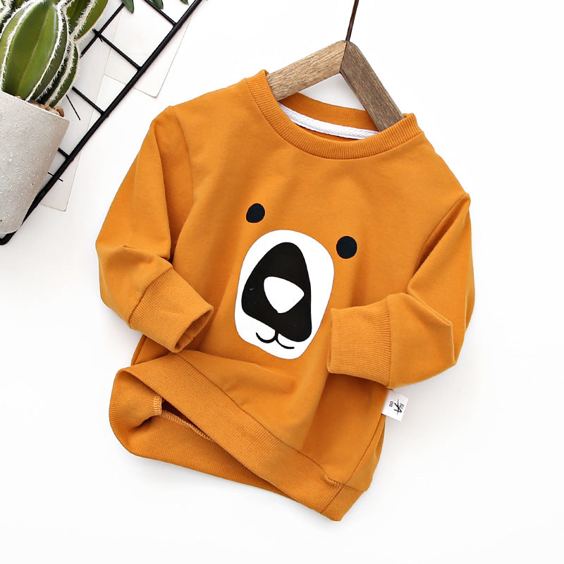 Kids Bear Print Cotton Pullover Sweatshirt | Autumn Winter Jumper