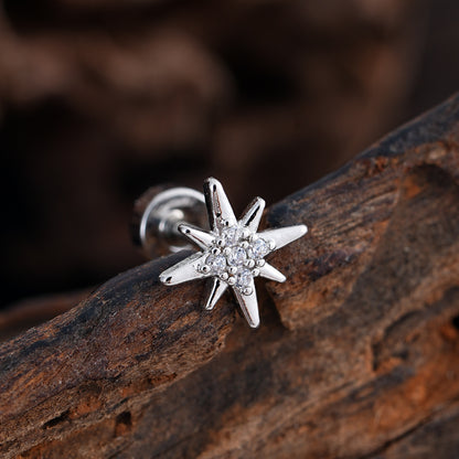 Micro-Set Zircon Ear Cuff | Minimalist Stainless Steel Single Ear Stud
