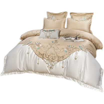 European Embroidered Luxury Bedding Set – 4-Piece Cotton Duvet Cover