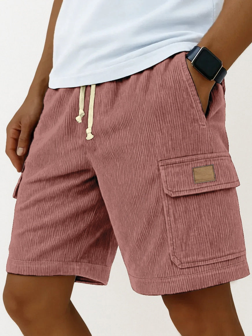 Men's Corduroy Cropped Shorts | Drawstring Side-Pocket S-5XL