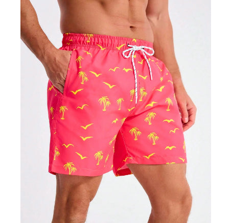 Men's Printed Beach Shorts | Hawaiian Casual Mesh Polyester S-5XL
