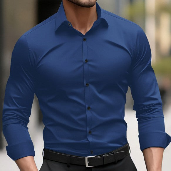 Men's Colour Block Slim Fit Long Sleeve Shirt | S–6XL