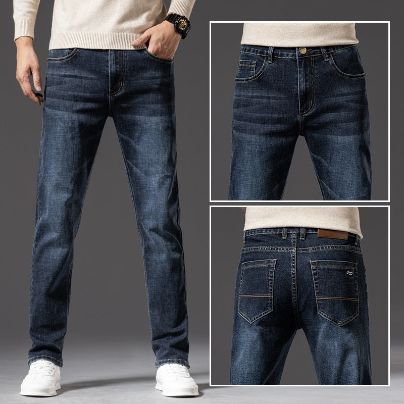 Men's Classic Straight-Leg Denim Jeans – Blue & Dark Blue