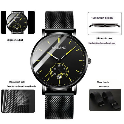 Men’s Casual Alloy Watch – 10mm, 4 Dial Colours, 3 Strap Styles