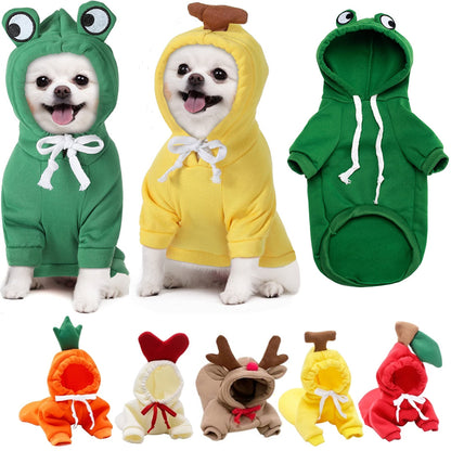 Cute Novelty Dog Hoodie Sweater | Fruit Print Drawstring Coat for Small Dogs
