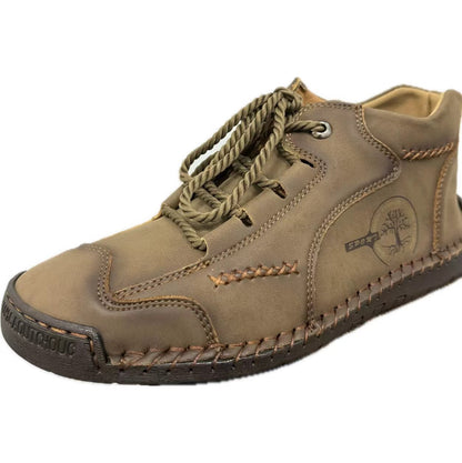 Men's Cowhide Leather Mid-Top Boots | Lace-Up Work Boots