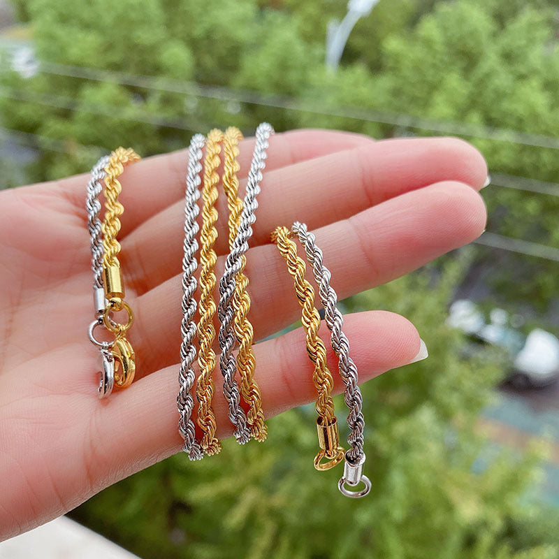 Stainless Steel Twist Chain Fashion Titanium Steel Necklace