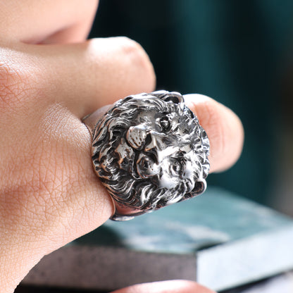 Men's Stainless Steel Tiger Head & Snake Ring – Bold Animal Totem Band