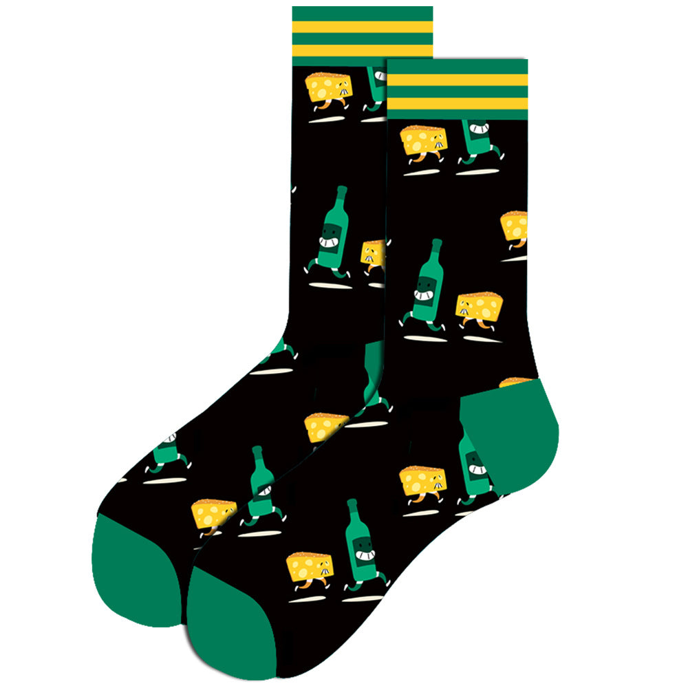 Men’s Novelty Jacquard Cotton Mid-Tube Socks 26 Designs Santa Moose EU 39-46