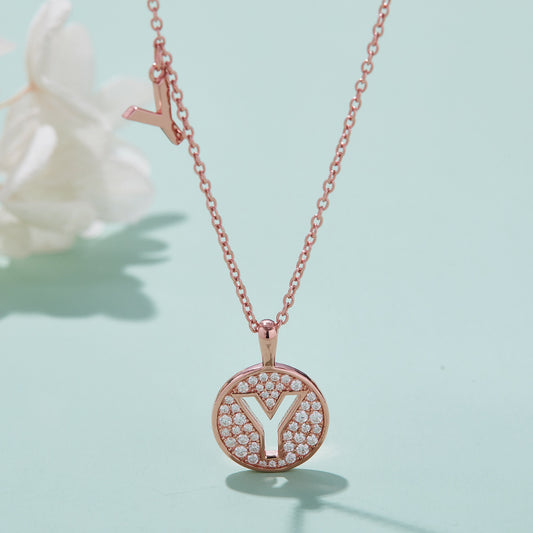 Moissanite Letter Y Necklace | Platinum-Plated S925 Silver | GRA Certified