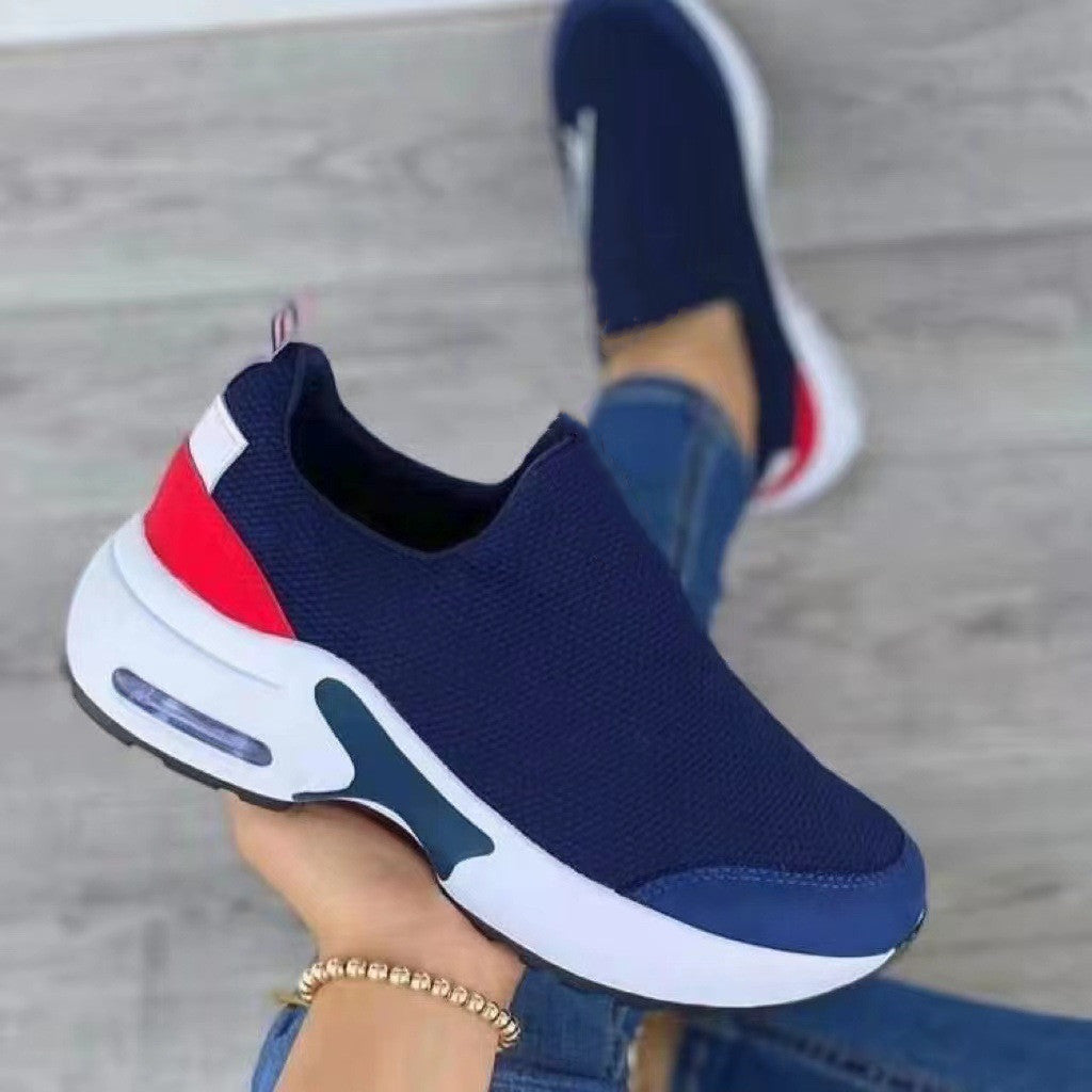 Women's Stretch Knit Round-Toe Sneakers – Lightweight Low Heel