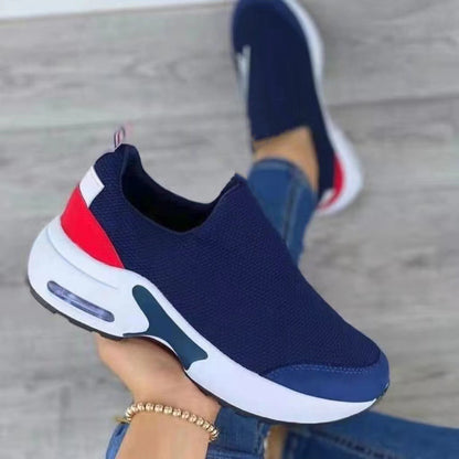 Women's Stretch Knit Round-Toe Sneakers – Lightweight Low Heel