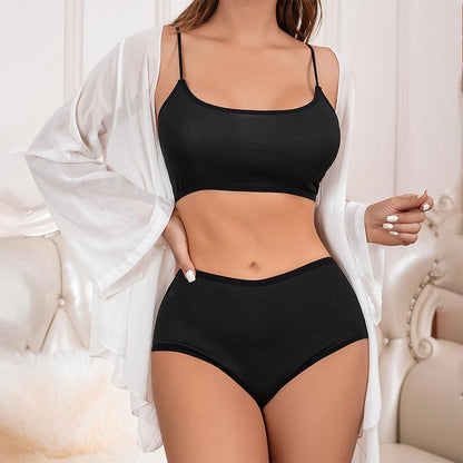 Seamless Vest Bra and Shorts Set | Black & Blue | XS-L