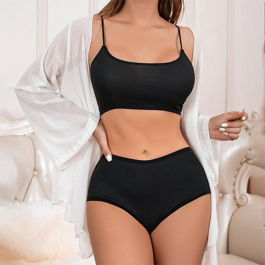 Seamless Vest Bra and Shorts Set | Black & Blue | XS-L