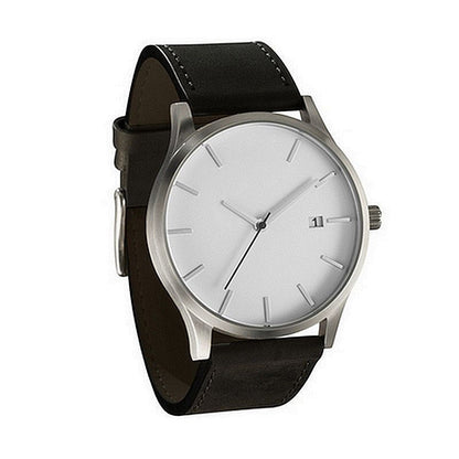 Men's Matte Leather Quartz Watch with Calendar – 4 Styles