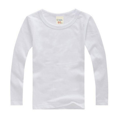Kids Solid Colour Long Sleeve Cotton T-Shirt – 8 Colours