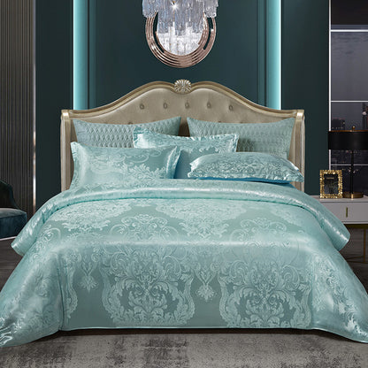 Jacquard Satin Floral Bedding Set – Polyester-Cotton, 9 Colours
