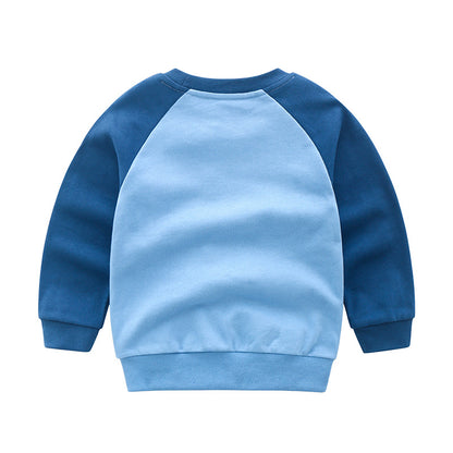 Children's Cartoon Print Cotton Long Sleeve Top | Boys Pullover Sweatshirt