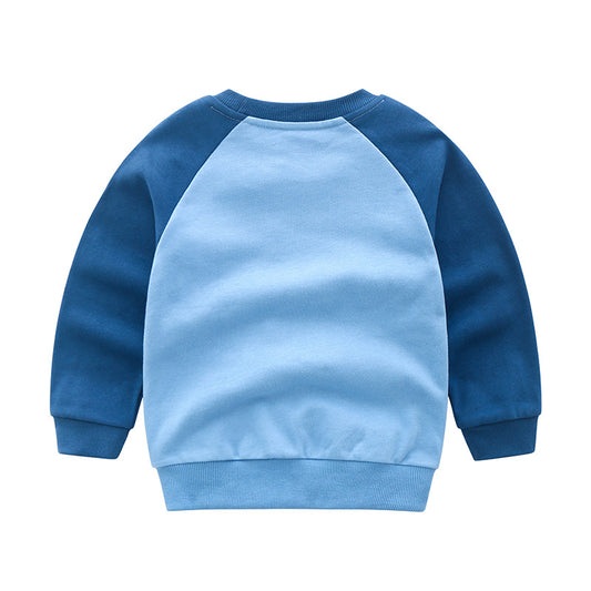Children's Cartoon Print Cotton Long Sleeve Top | Boys Pullover Sweatshirt