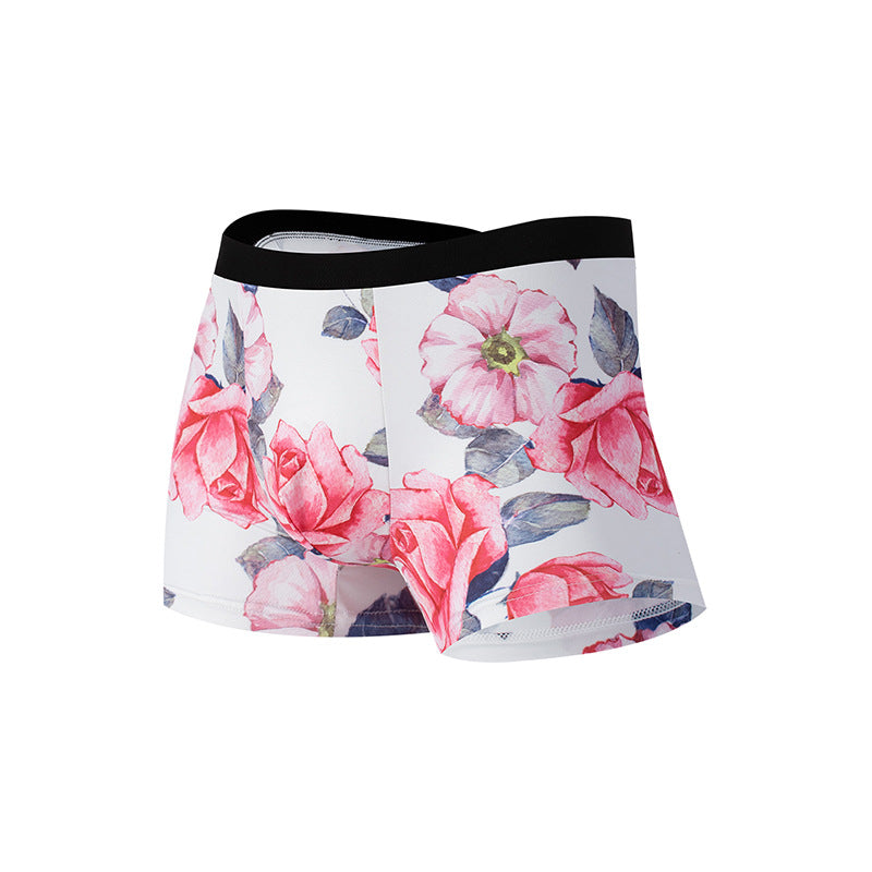 Men's Ice Silk Graffiti Print Boxer Briefs – Antibacterial Quick-Dry 4 Designs