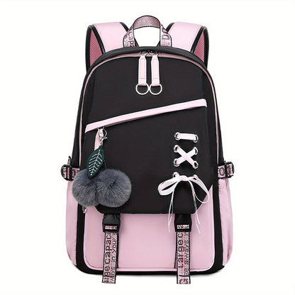 Girls' Cute Bow Backpack – Sweet Solid Colour School & Everyday Bag