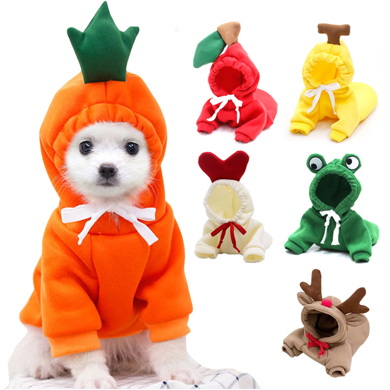 Cute Novelty Dog Hoodie Sweater | Fruit Print Drawstring Coat for Small Dogs