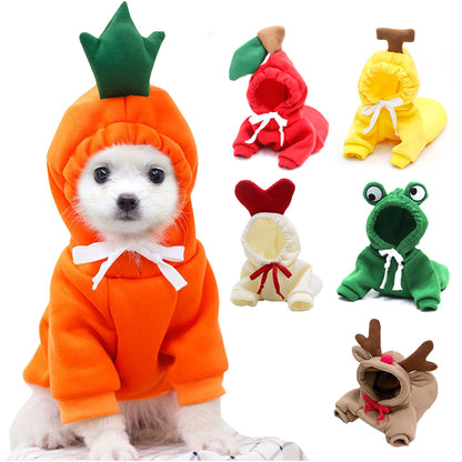 Cute Novelty Dog Hoodie Sweater | Fruit Print Drawstring Coat for Small Dogs