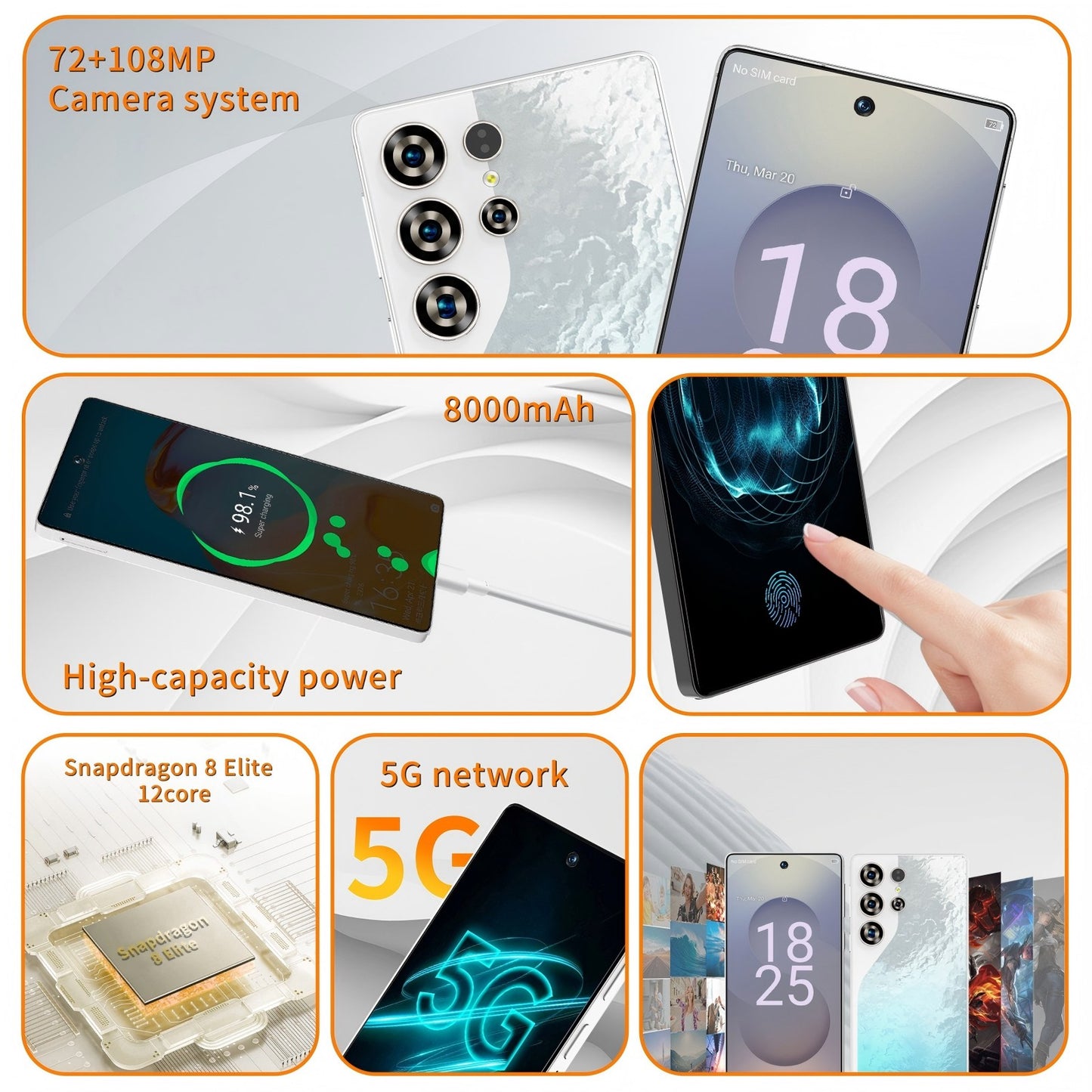M26 Ultra 5G Unlocked Smartphone | Android 14, 8GB RAM, 256GB, Built-In Stylus