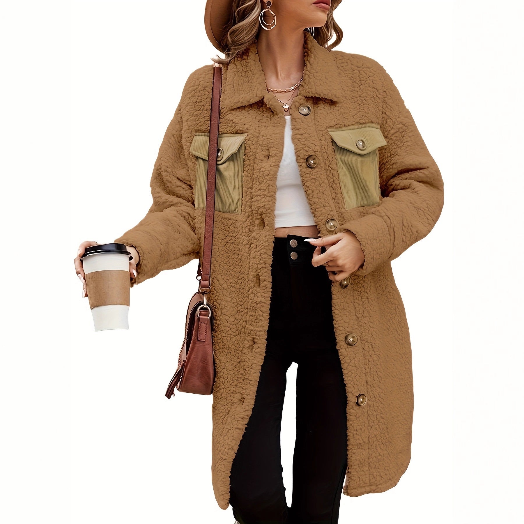 Women's Loose-Fit Mid-Length Coat – Thick Casual Overcoat | 5 Colours | S–XXL
