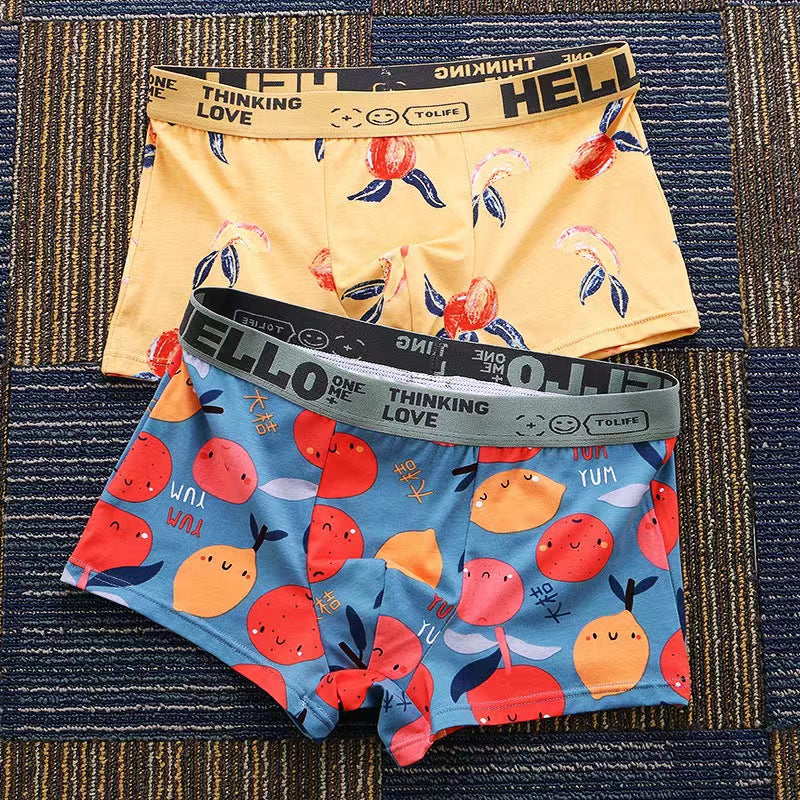Men's Cotton Boxer Briefs Fruit Print Multi-Pack – 2, 3 or 4 Pairs