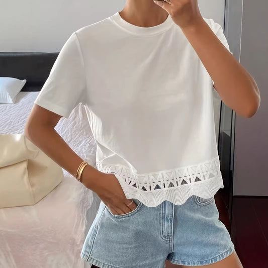 Women's Hollow-Out Cutout Short-Sleeve Top