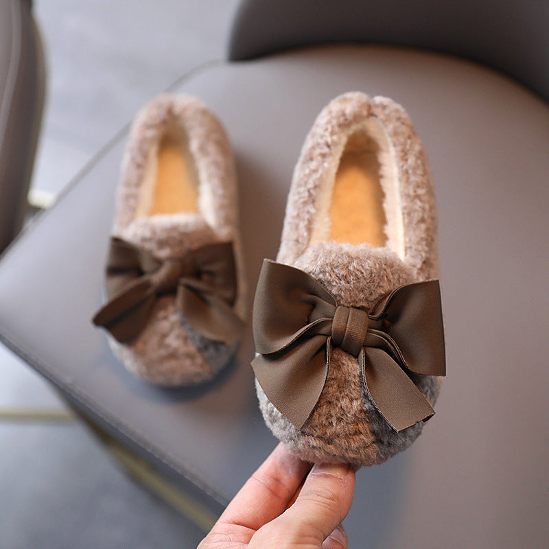 Girls' Fluffy Insulated Shoes | Warm Coral Fleece Winter Shoes