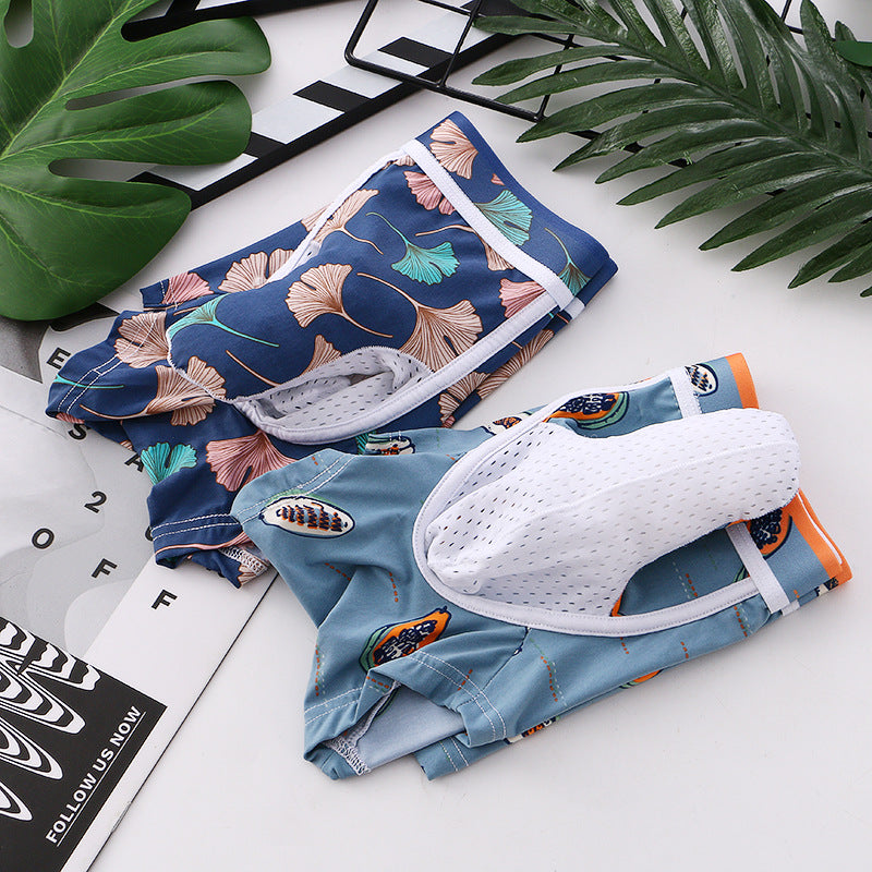 Men's Ice Silk Printed Boxer Briefs – Soft Nylon Knit Underwear 20 Designs