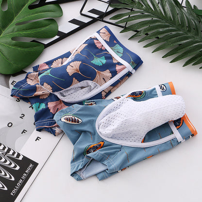 Men's Ice Silk Printed Boxer Briefs – Soft Nylon Knit Underwear 20 Designs