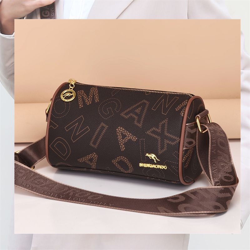 Women's PVC Crossbody Messenger Bag | Brown, White & Yellow