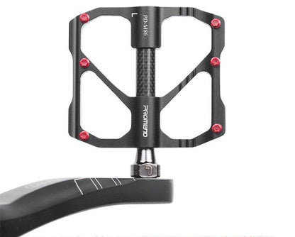 Aluminium-Magnesium Carbon Bearing Bicycle Pedals – M86C MTB & R87C Road Black, Red & Silver